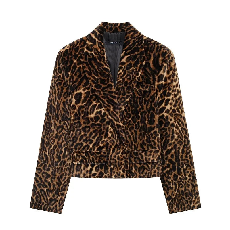 TRAF Leopard Print Women Skirt Set Office Velvet Mini Skirts for Women High Waist Short Skirt Woman Fashion Winter Women's Skirt
