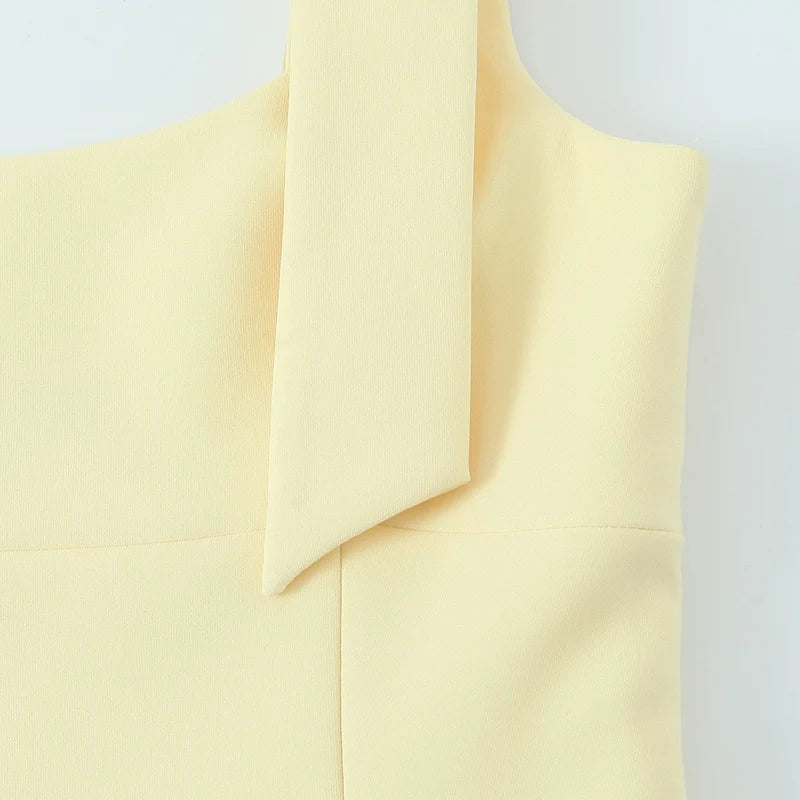TRAF Y2k Bow Slip Tops 2025 Women's Spring Summer Tank Tops Ladies Fashion Casual Elegant White Yellow Corset Tops Camis