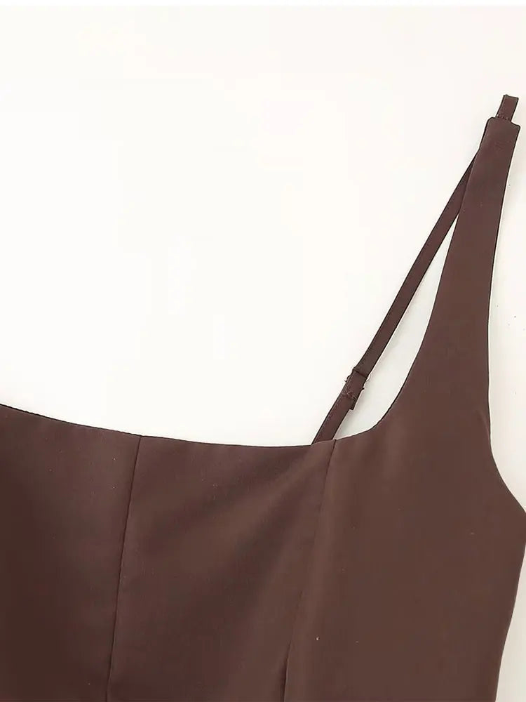 TRAFNLZGMSJ 2025 Summer Women's Casual Top Short Tops For Women Ladylike Style Sling Tops Sleeveless Short Top Streetwear
