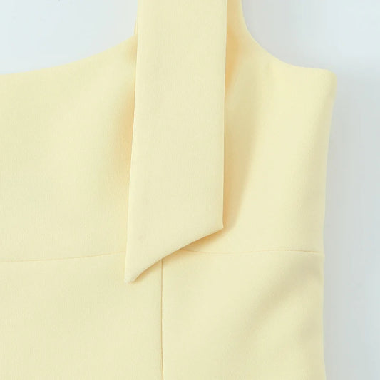 TRAF Y2k Bow Slip Tops 2025 Women's Spring Summer Tank Tops Ladies Fashion Casual Elegant White Yellow Corset Tops Camis